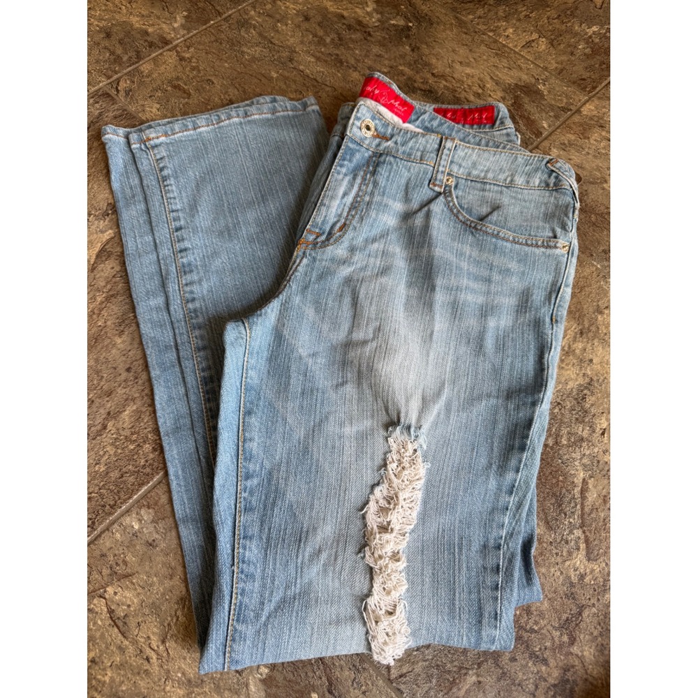 RARE Y2K Baby Phat Jeans Womens Size 13 Light Wash Distressed Denim